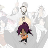 Anime Bleach Acrylic Keychain Fashion Kurosaki Ichigo Ishida Uryuu Kuchiki Rukia Cartoon Figures Key Chain Bag Charm Accessories