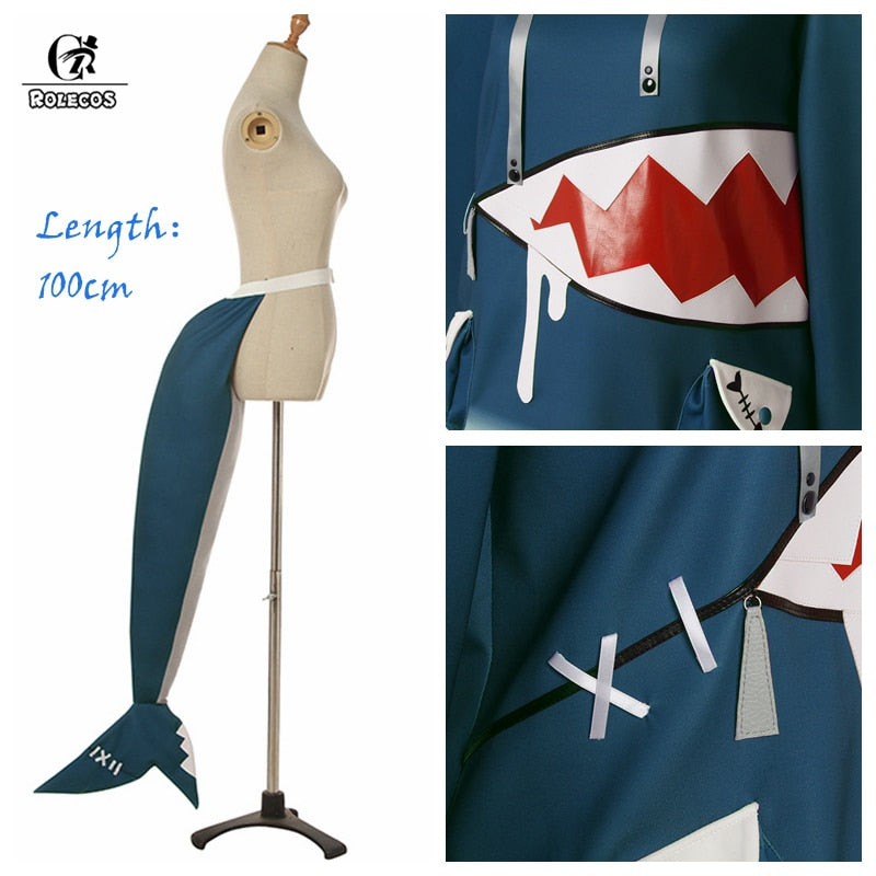 ROLECOS Hololive Gawr Gura Cosplay Costume ENG Shark Costume for Women Halloween Youtuber Cosplay Full Set Tail, everythinganimee