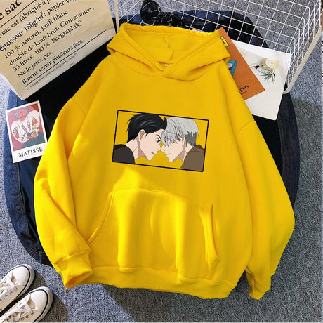 Japanese Anime Yuri on Ice Printed Women Hoodies Funny Victor Nikiforov Manga Graphic Casual Loose Pullover Sweatshirt Unisex, everything animee