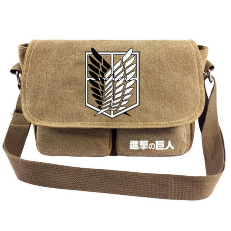 Anime Attack on Titan Canvas Shoulder Bag Casual Cartoon Print Large Capacity Shoulder Bags Punk Vintage Cosplay Backpack