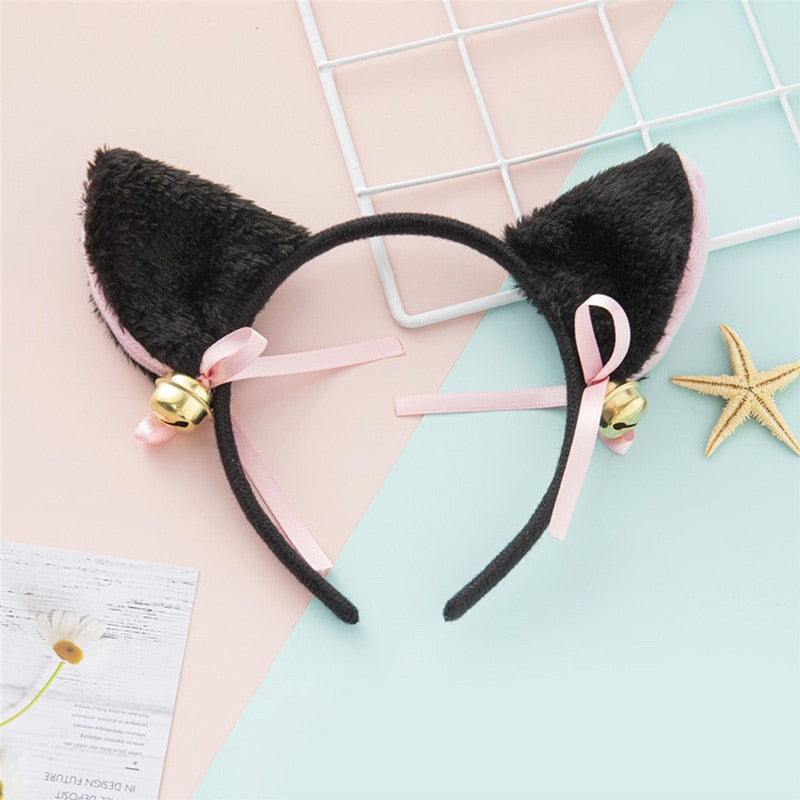 3 Colors Beautiful Masquerade Halloween Cat Ears Cosplay Cat Ear Anime Party Costume Bow Tie Bell Headwear Headband Anime