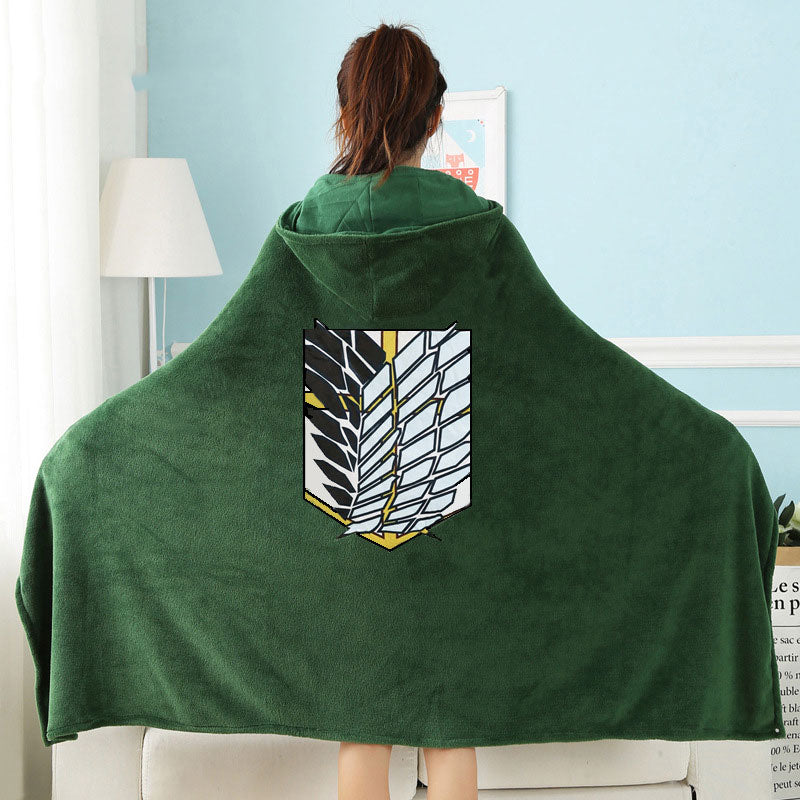 Attack on Titan Blanket Cloak Shingeki No Kyojin Survey Corps Cloak Cape Flannel Cosplay Costume Hoodie with real photosAttack on Titan Throw Blanket Wearable Cloak Cape Hooded Wings of Freedom Scout Regiment Plush Anime Blanket Shingeki No Kyojin, everythinganimee