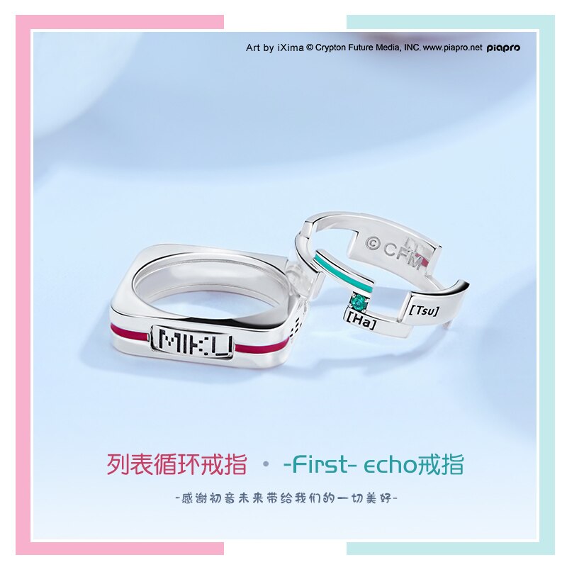 Hatsune Miku Anime Ring for Men/women 925 sterling silver Manga Role Action Figure Cosplay Vocaloid New Trendy Gift, everythinganimee