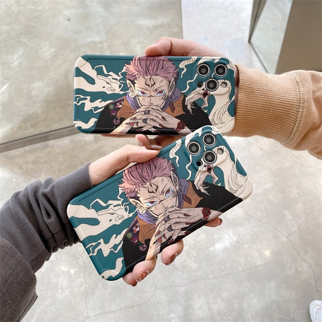 phone case featuring your favorite Jujutsu Kaisen characters, such as Yuji Itadori, Fushiguro Megumi on it. The case is compatible with iPhone 14, 13, 12, 11 Pro, X, Xs Max and XR.