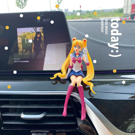 Car Accessories Anime Sailor Moon Beautiful Girl Action Figure Ornaments Balloon Auto Interior Air Outlet Decoration Girls Gifts, everythinganimee