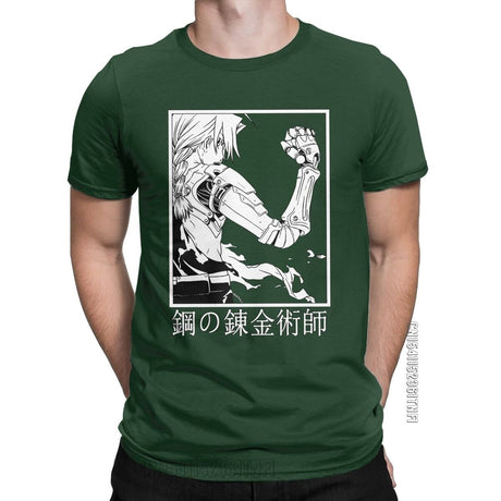 Fullmetal Alchemist T-Shirt For Men Novelty Pure Cotton Tee Shirt Round Neck Classic Short Sleeve T Shirts Original Tops, everythinganimee