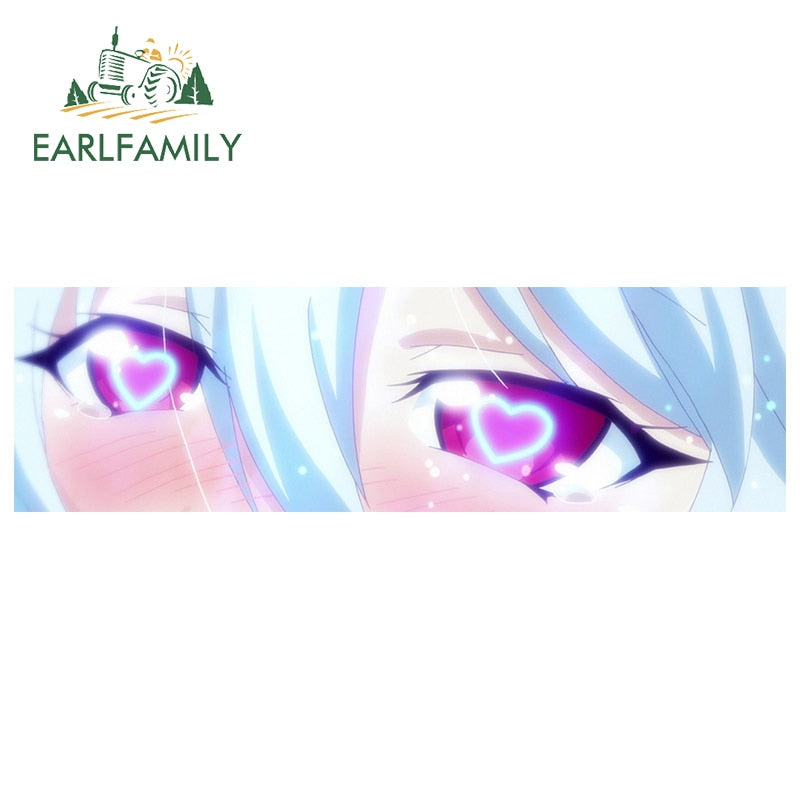 EARLFAMILY Anime Eyes Chibi Slap Car Sticker Senpai Heart Eyes Vinyl Stickers Senpai Please Car Bumper Trunk Decals Classic Peek