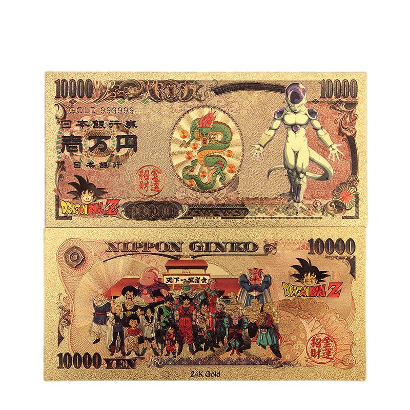 Dragon Ball Z Manga Anime Goku Figure Collection Gold Commemorative Banknote Collection Manga Peripherals Best Gifts