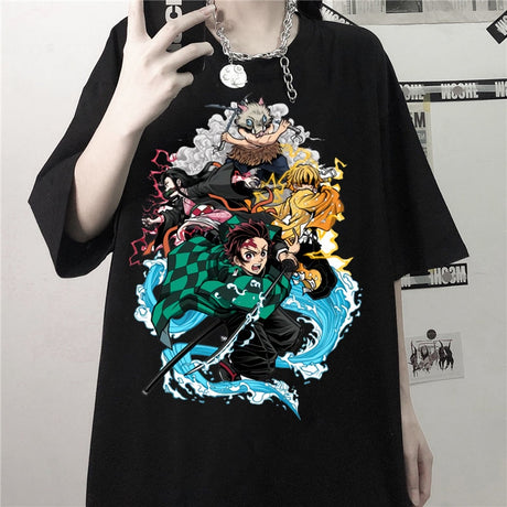 Women T-shirts Japanese Anime Demon Slayer Short Sleeve T Shirt Women's Kawaii Kimetsu No Yaiba Graphic Unisex y2k Clothes Tops, everythinganime