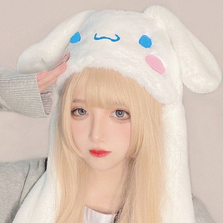 Kawaii Sanrio Hat Cinnamoroll Accessories Cute Plush Hat Keep Warm Bunny Hat Ears Up Plush Toy For Kids Girl Winter Cap, everythinganimee