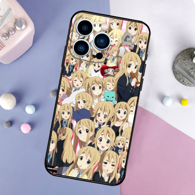 K-on! Anime Manga Case For iPhone 13 12 11 14 Pro Max Mini X XR XS Max 6 7 8 Plus SE 2020 Bumper Back Cover, everything animee