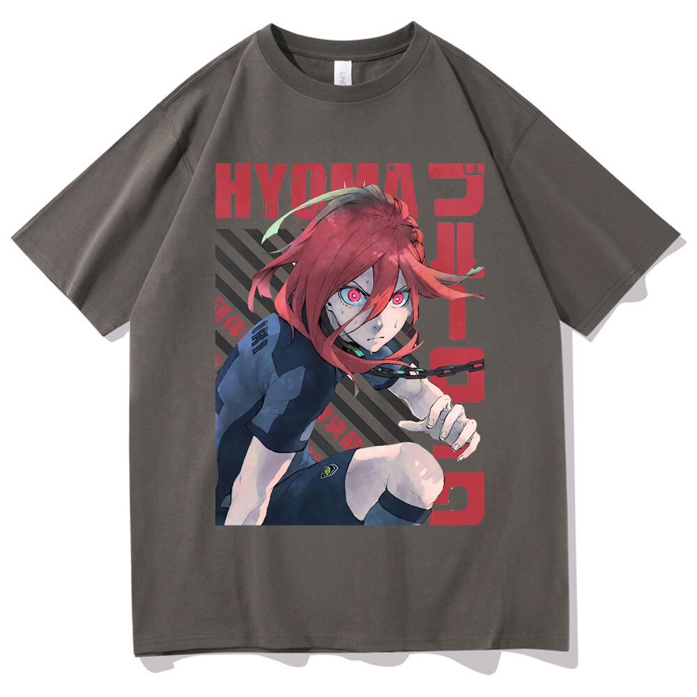 Japanese Men's Streetwear Anime Blue Lock Chigiri Hyoma Print Tshirt Man Woman Harajuku Manga Cartoon T-shirt Male Black T Shirt