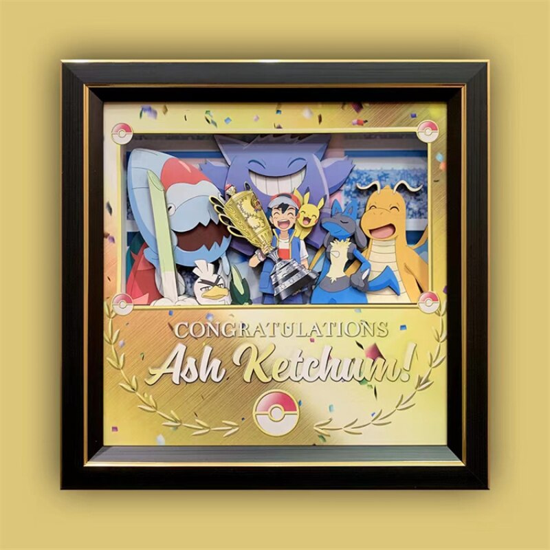 Pokemon Pikachu Ash Ketchum Picture Frame 3D Paper Art Decorative