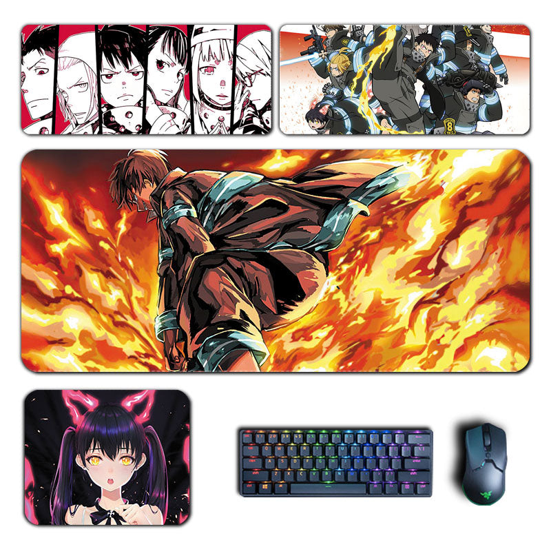 Anime Fire Force Mouse Pad Shinra Iris Arthur Tamaki Benimaru XXL Mousepad Computer Laptop Gamer Pad Gaming Accessories Desk Mat, everythinganimee