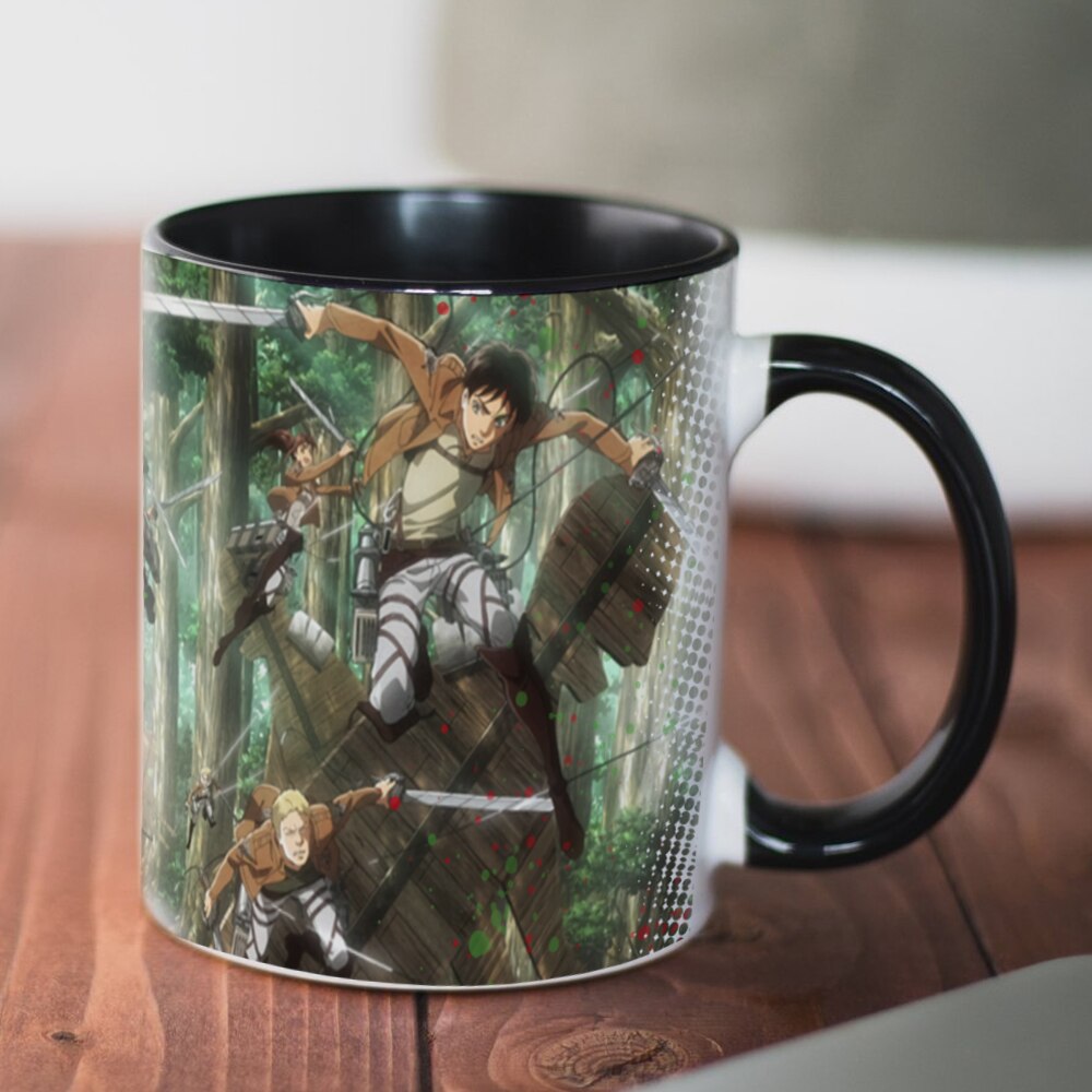 New Attack on Titan Mug 11oz Creative Ceramic Cartoon Anime Coffee Mugs Tea Cups Boy Friends Husband Birthday Gift, everythinganimee