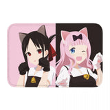 Kaguya sama Love Is War Bathroom Non-Slip Carpet Fujiwara Chika And Shinomiya Kaguya Flannel Mat Welcome Doormat Home Decor Rug, everythinganimee