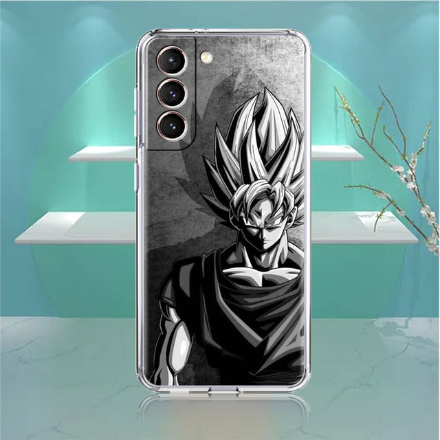 Dragon ball z black and white Soft Case For Samsung Galaxy S22 S20 S21 S10 S9 S8 Plus FE Note 20 Ultra 10 Lite 9 Luxury Cover Coque Comics Line Sketch, everythinganimee