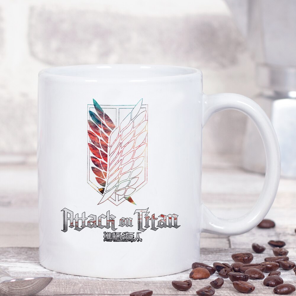 New Attack on Titan Mug 11oz Creative Ceramic Cartoon Anime Coffee Mugs Tea Cups Boy Friends Husband Birthday Gift, everythinganimee