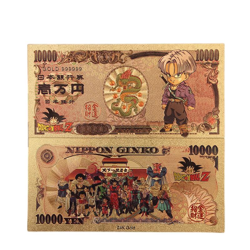 Dragon Ball Z Manga Anime Goku Figure Collection Gold Commemorative Banknote Collection Manga Peripherals Best Gifts