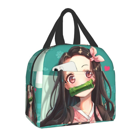 Demon Slayer Muichiro Tokito Insulated Lunch Bag for Women Kimetsu No Yaiba Cooler Thermal Bento Box School Food Storage Bag, everythinganimee