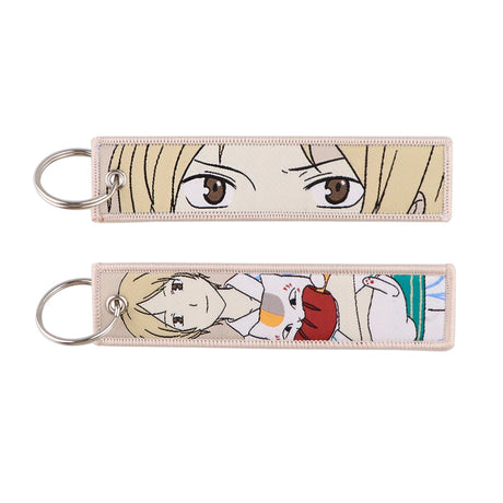 Japanese Anime Junji Ito Tomie Keychain for Motorcycles Cars Key Fobs Key Tag Embroidery Key Ring for Men Women Accessories