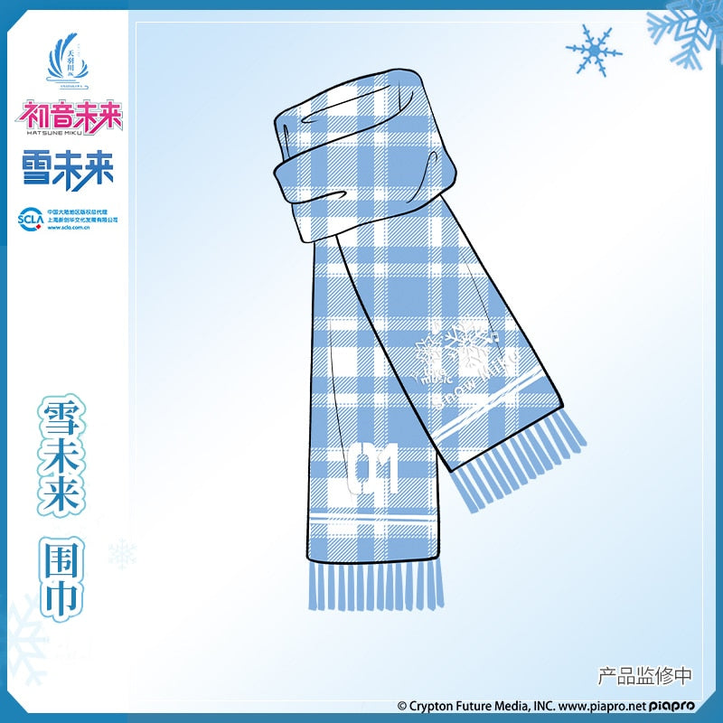 Anime Snow Miku Scarf Rin Len Vocaloid Cosplay Winter Men Women Plaid Scarf Student Warm Scarves Japanese Costume Accessories, everythinganimee