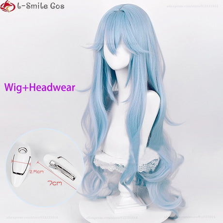 High Quality Anime EVA 100cm Long Ayanami Rei Cosplay Wig Cyan Blue Curly Hair Heat Resistant Halloween Party Wigs + Wig Cap