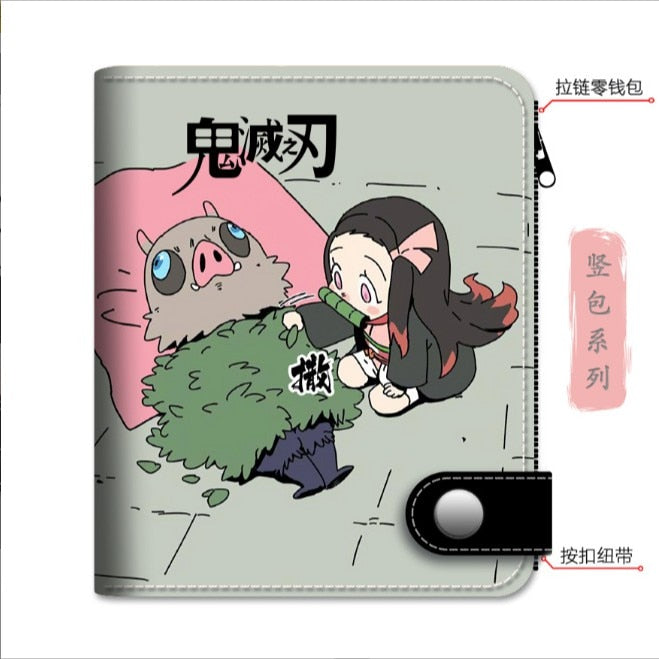 Anime Demon Slayer Soft Button Wallet Tomioka Giyuu Zipper Coin Card Purse, everythinganimee