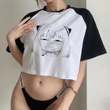 Woman Tshirts Summer Graphic Tees Kawaii Japanese Anime Bound Spy x Family Anya Forger Loid T Shirt Women Funny Cartoon Tops