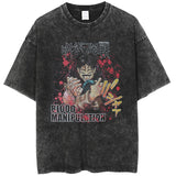 Vintage Washed Tshirts Jujutsu Kaisen Graphic Printing T Shirt Harajuku Oversize Tee Cotton fashion Streetwear unisex top, everything animee