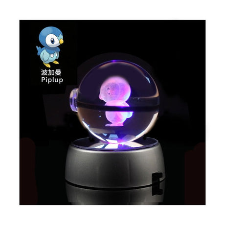 Anime Pokemon 3D Crystal Ball Snorlax Figure Pokeball Engraving Crystal Charizard Model with LED Light Base Kids Gift ANIME GIFT, everythinganimee