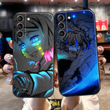 Demon Slayer Agatsuma Zenitsu For Samsung Galaxy S22 Ultra S21 S20 Plus FE Ultra Phone Case Black Shockproof Liquid Silicone,everythinganimee