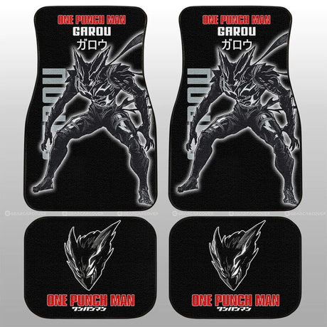 One Punch Man Anime Car Floor Mat Vintage Black Carpet Anti-Slip Rubber Mat Pack of 4 Auto Accessiores for Car SUV Van, everythinganimee