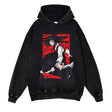 Japanese Anime Graphics Pullover Streetwear Men Hip Hop Harajuku Hoodie Cotton Vintage Cartoon Anime Hoodie Washed Black Hoodie, everythinganimee