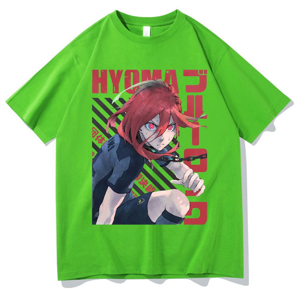 Japanese Men's Streetwear Anime Blue Lock Chigiri Hyoma Print Tshirt Man Woman Harajuku Manga Cartoon T-shirt Male Black T Shirt