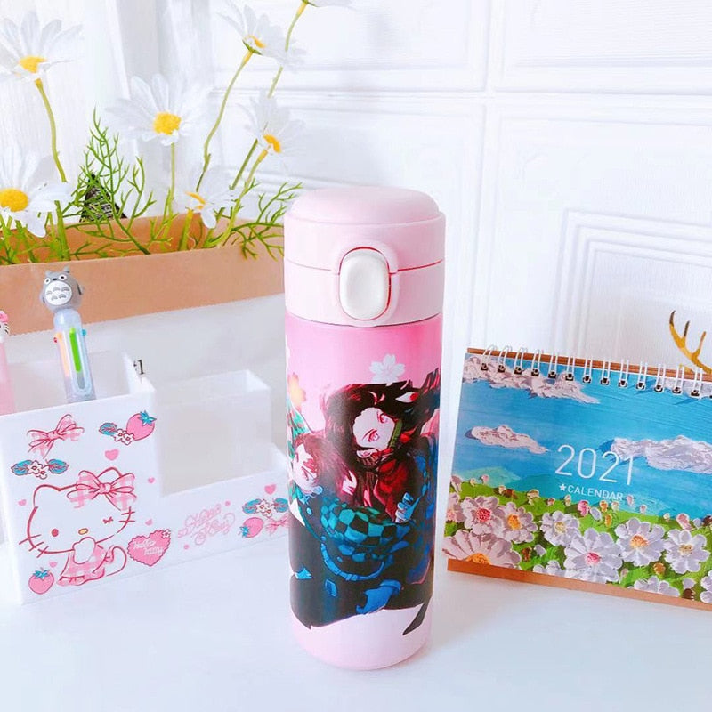 Kawaii Anime Water Bottle Cartoon Thermos Cup Cans Demon Slayer