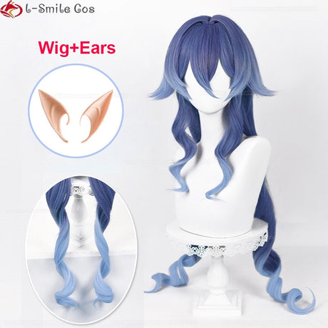 Layla Cosplay Wig Game Genshin impact Cosplay Layla Genshin Wig Long Curly Hair Blue Gradient Heat Resistant Hair Wigs + Wig Cap