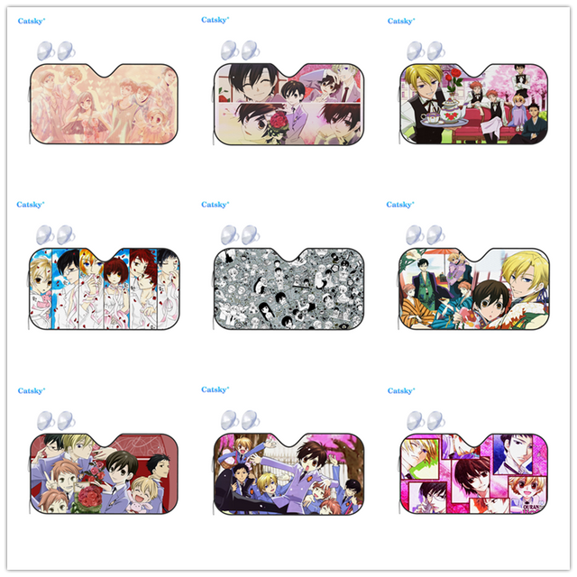 Universal Car Windshield Sunshade, Anime Ouran High School Host Club Sun Shield Protector Foldable Sun Visor Covers, everythinganimee