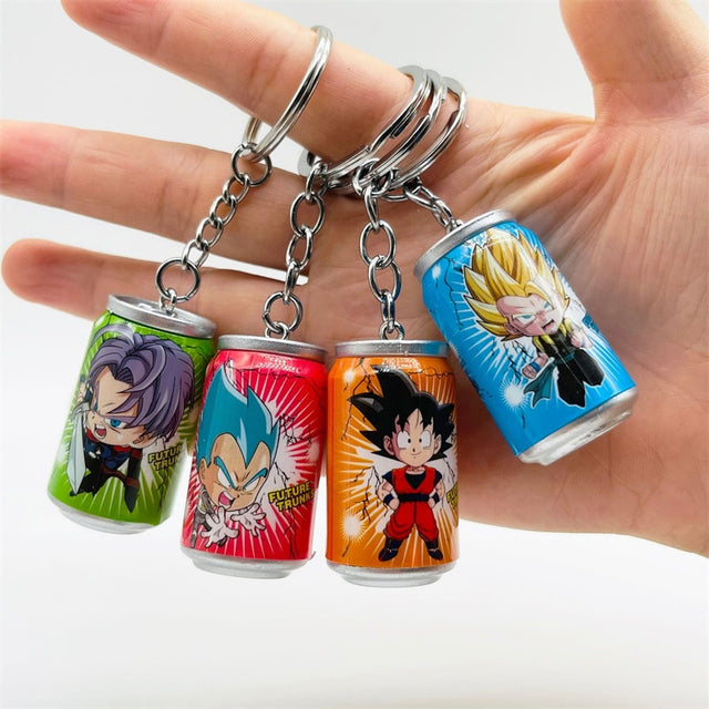 Dragon Ball Anime Keychain Son Goku Kakarotto Vegeta Trunks Keychain Cans Figure Toys Cartoon Keyring Children Gift Toys