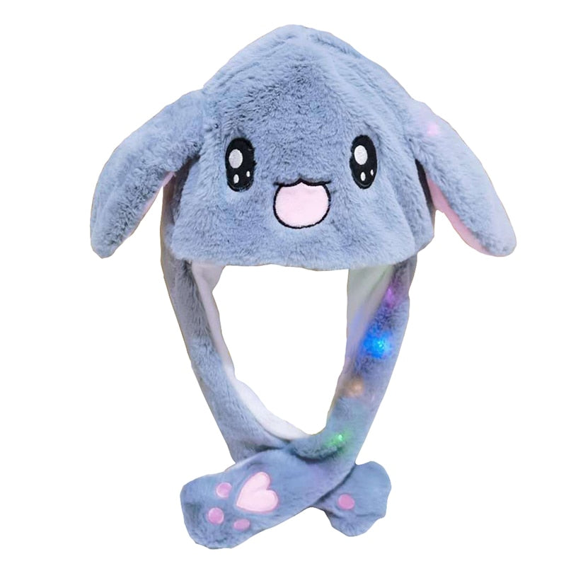 Bunny Ear Move Glowing Hat Anime Rabbit Led Light Jumping Funny Plush Ear Moving Cartoon Hat for Kids Girls Cosplay Party Cap, everythinganimee