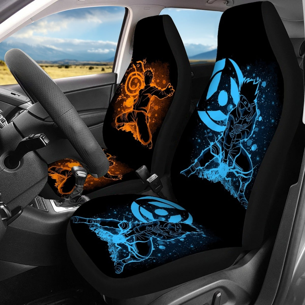 Naruto Anime Print Full Set Vehicle Seat Cover for Men Cool Non-skid Front/Back Car Seat Cover fit Most Car SUV Van Car Accessories, everythinganimee