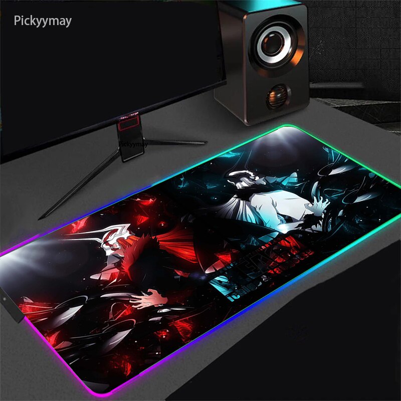 Anime BLEACH Mouse Pad RGB Mousepad With Backlight XXL Laptop Table Pads Desk Carpet Office PC Gaming Accessories LED Mouse Mat