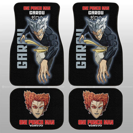 One Punch Man Anime Car Floor Mat Vintage Black Carpet Anti-Slip Rubber Mat Pack of 4 Auto Accessiores for Car SUV Van, everythinganimee