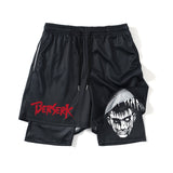 Anime Berserk Men Running Shorts Trunks Quick-dry Guts Print Male Joggers Casual Shorts Beach 2 In 1 Gym Sport Workout Shorts, everythinganimee