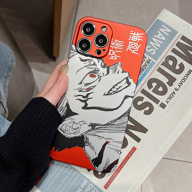 phone case featuring your favorite Jujutsu Kaisen characters, such as Yuji Itadori, Fushiguro Megumi on it. The case is compatible with iPhone 14, 13, 12, 11 Pro, X, Xs Max and XR.