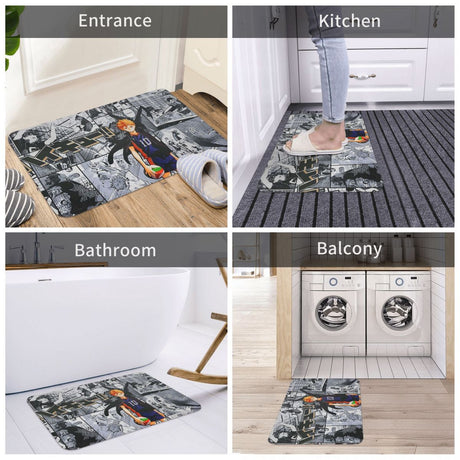 Haikyu Hinata Japanese Anime Bathroom Non-Slip Carpet Hinata Ball Bedroom Mat Entrance Door Doormat Home Decoration Rug, everythinganimee