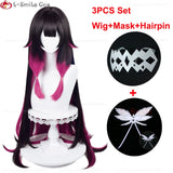 Game Genshin Impact Fatui Cosplay Columbina Wig 105cm Long Gradient Heat Resistant Synthetic Hair Anime Party Wigs + Wig Cap