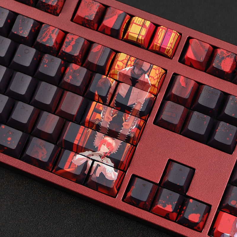 Chainsaw Man theme anime keycap transparent PBT material Cherry Profile suitable for mechanical keyboard cap, everythinganimee