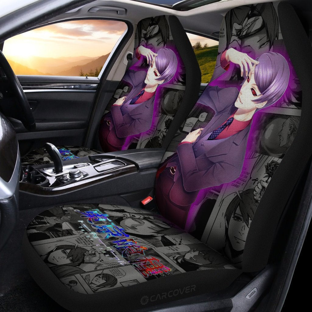 Tokyo Ghoul Rize Kamishiro Car Seat Covers Anime Car Accessories,Pack of 2 Universal Front Seat Protective Cover, everythinganimee