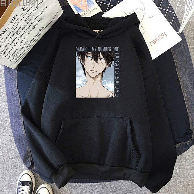 TAKATO SAIJYO Anime Hoodies Women Dakaichi My Number One Print Spring/Autumn Streetwear Oversized Sweatshirts Aesthetic Harajuku, everything animee